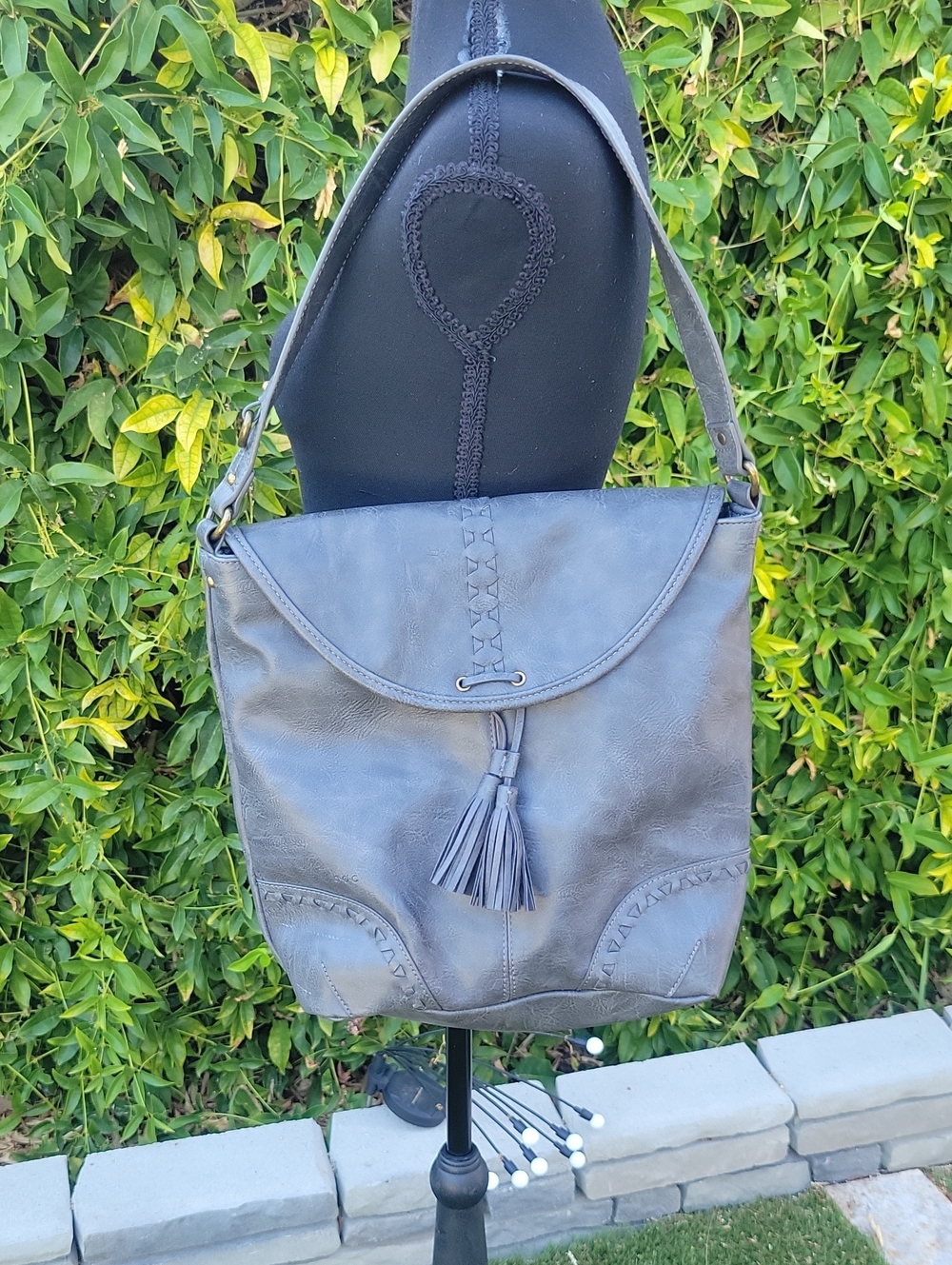 b.o.c. Gray Shoulder Bag with Tassel Accent